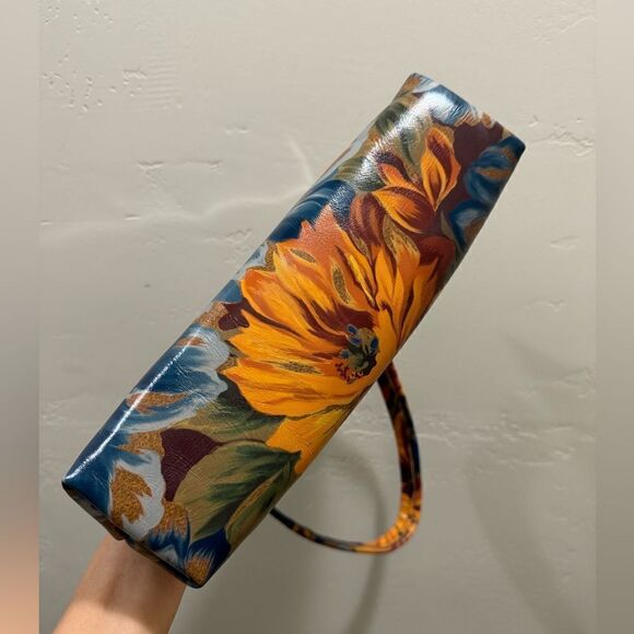 Beautiful Floral Print Genuine Leather Push-lock Clutch/Shoulder Bag/Crossbody - Picture 14 of 16